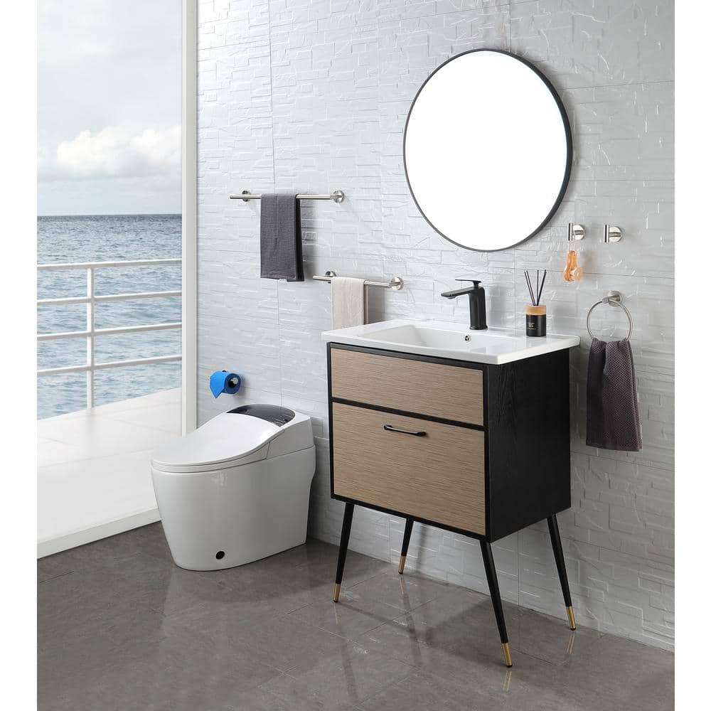 Modern 6-Piece Bath Hardware Set Included Hand Towel Bar, Toilet Paper Holder, Robe Towel Hooks in Brushed Nickel