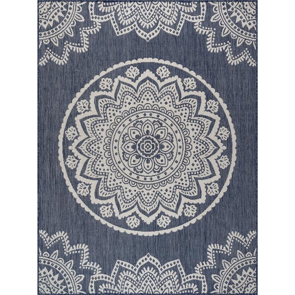 Beverly Rug Blue 5 ft. x 7 ft. Waikiki Insignia Modern Indoor Outdoor Area Rug