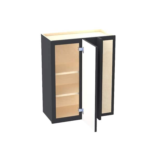 Home Decorators Collection Franklin 24 in. W x 12 in. D x 30 in. H Assembled Plywood Blind Wall Kitchen Cabinet in Valiant Onyx with Soft Close RH