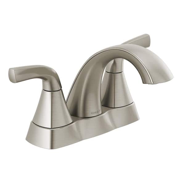 Peerless Parkwood 4 in. Centerset 2-Handle Bathroom Faucet with Pop-Up Assembly in Brushed Nickel