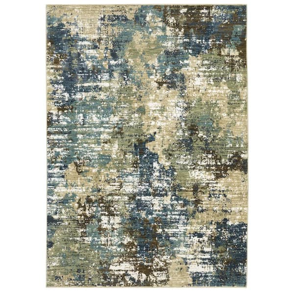 8 X 11 Blue, Green Abstract Washable Area Rug Runner Rug