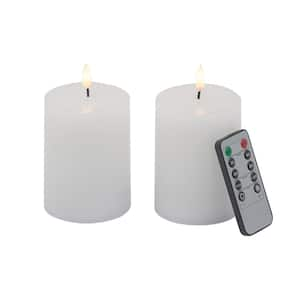 (Set of 2) White LED Candles with Remote Control Timer for Home Decor