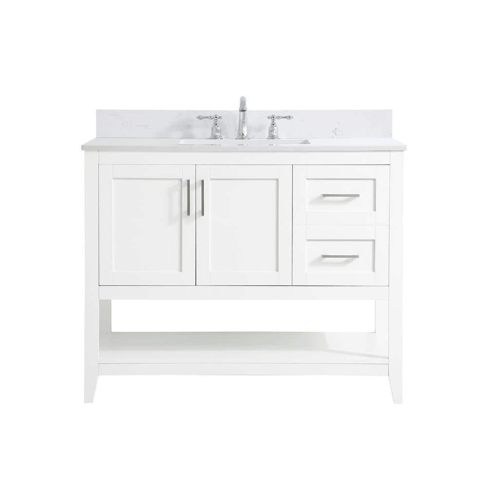 Timeless Home 42 in. W Single Bath Vanity in White with Engineered Stone Va