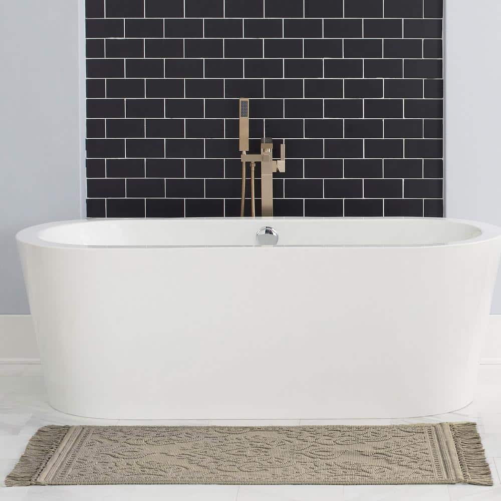 Linen Luxury Cotton Fringe 27" x 45" Bath Rug