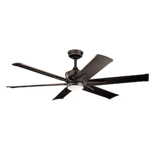 Szeplo II 60 in. Integrated LED Outdoor Olde Bronze Downrod Mount Ceiling Fan with Light with Switch