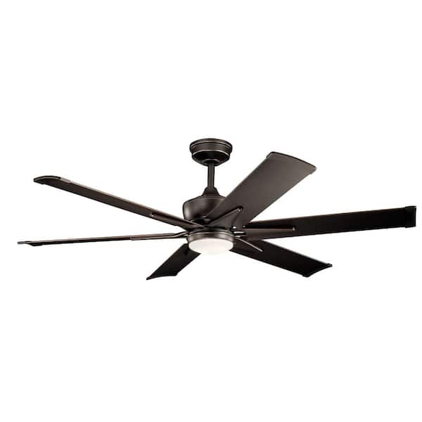 Szeplo II 60 in. Outdoor Olde Bronze Downrod Mount Ceiling Fan with Integrated LED with Wall Control Included