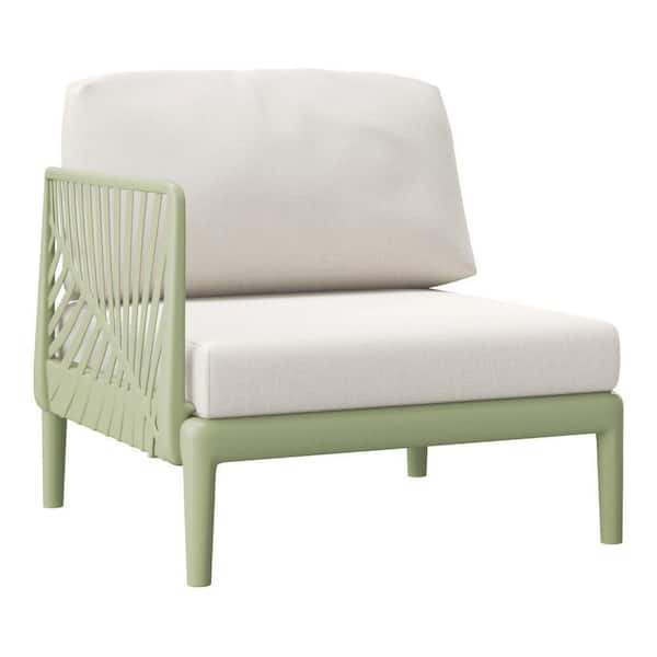WESTIN OUTDOOR Frond and Form Outdoor Patio Deep Seating Green Poly Plastic All Weather Left Arm Club Chair with Ivory Cushions