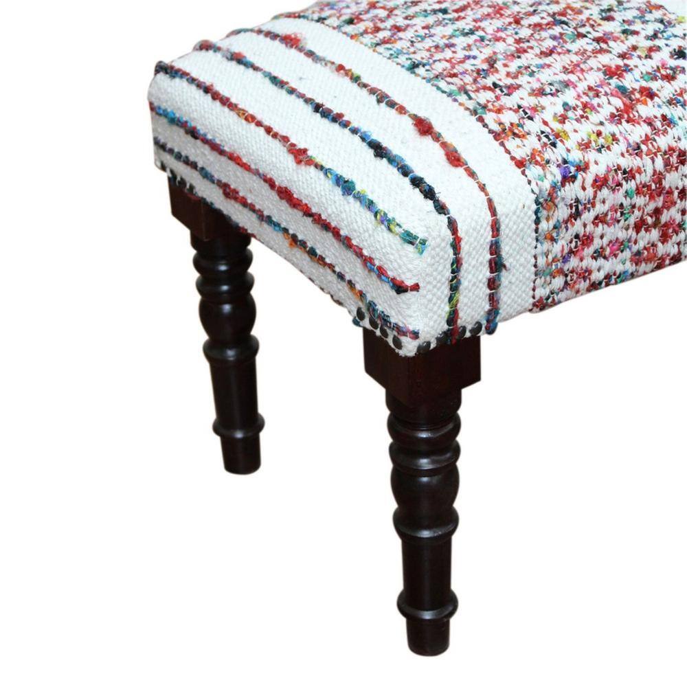 Colorful Chevron and Striped Chindi Bench with Storage