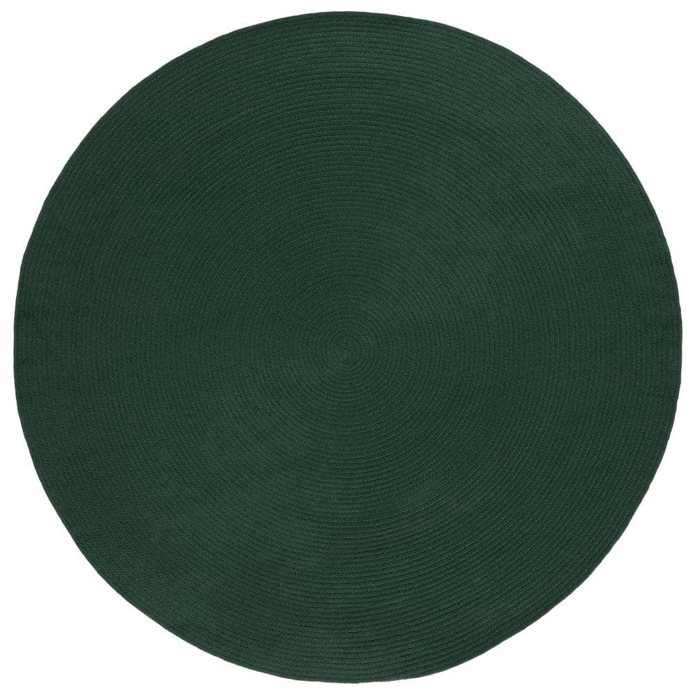 Dark Green 5' Round Braided Synthetic Area Rug