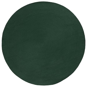Braided Dark Green 5 ft. x 5 ft. Abstract Round Area Rug