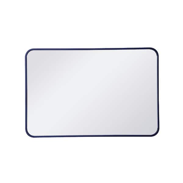 Unbranded Timeless Home 36 in. H x 24 in. W Blue Modern Soft Corner Rectangular Wall Mirror