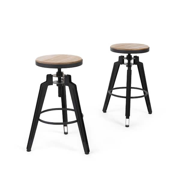 Noble House Heidi 30 in. Antique Adjustable Bar Stool (Set of 2)