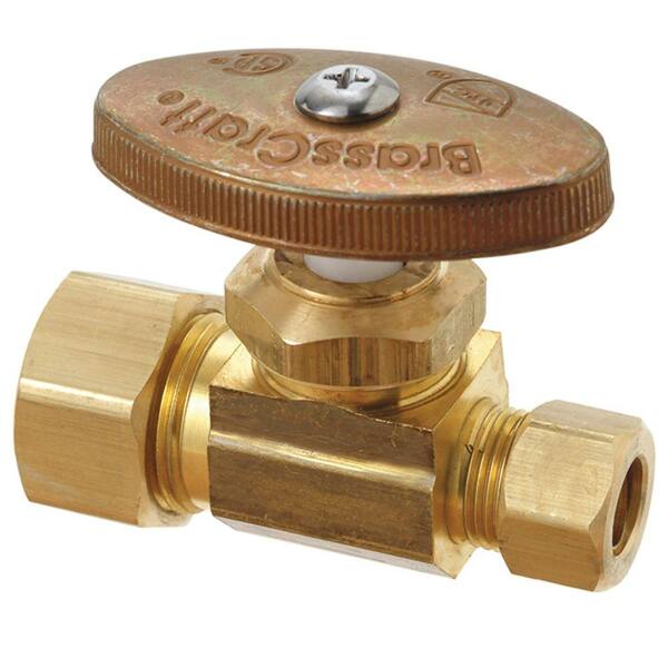 BrassCraft 1/2 in. Nominal Compression Inlet x 3/8 in. O.D. Compression Outlet Brass Multi-Turn Straight Valve (5-Pack)