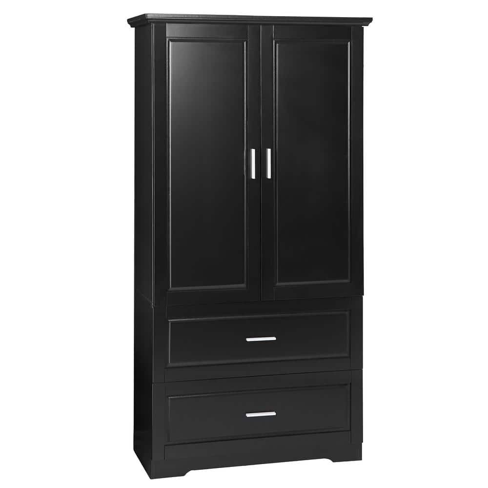32 in. W x 15 in. D x 63.2 in. H Black Linen Cabinet with 2 Drawers and Adjustable Shelves price history on PriceWatchPro
