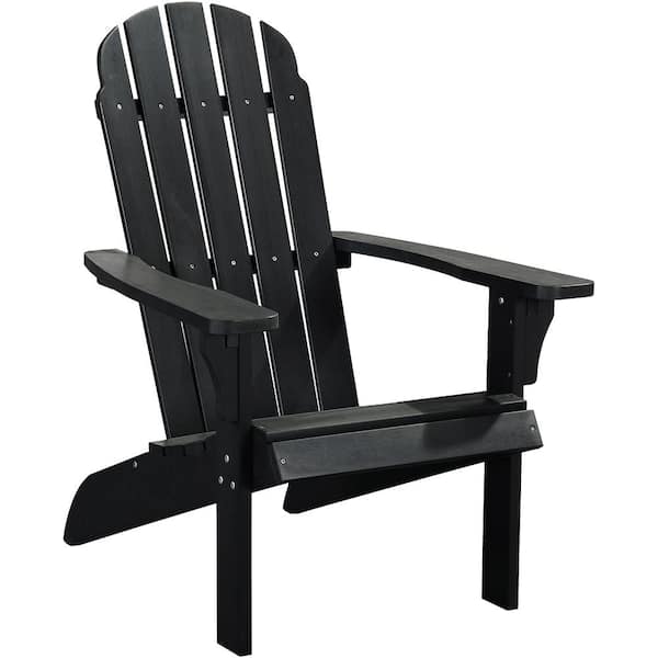 Sudzendf Black HDPE Outdoor Patio Adirondack Chair 1-Piece