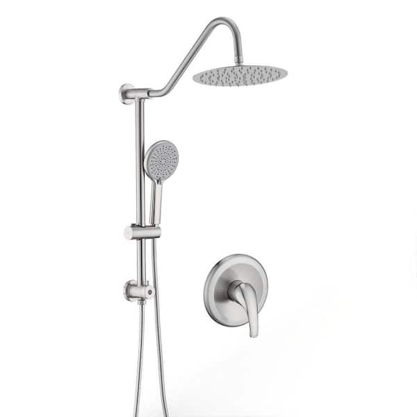 4-spray 10 in. Dual Wall Shower Head and Handheld Shower Head with 2.5 GPM in Chrome (Valve Included）