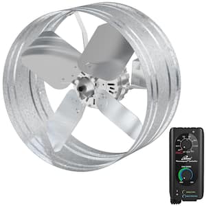 2339-CFM, 120-Volt Variable-Speed Electric Exhaust Gable Fan with Thermospeed Controller and speed controller, Silver