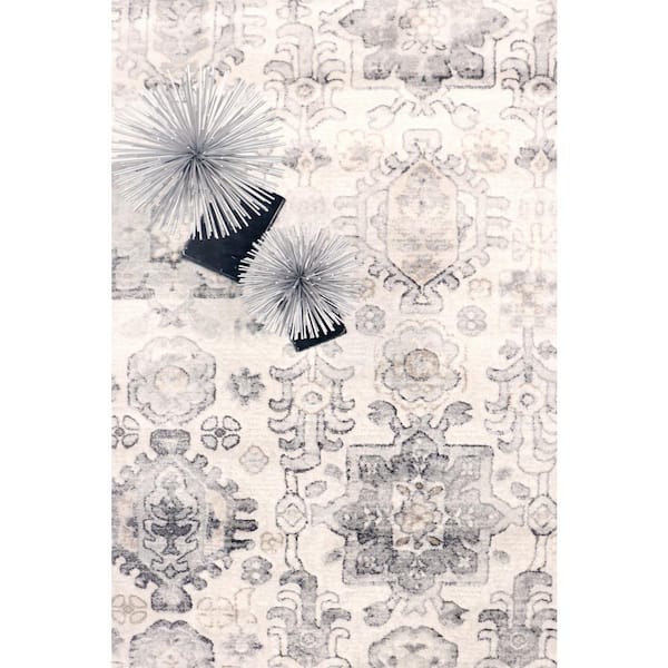 Pasargad Home Majestic Ivory/Grey 5 ft. x 7 ft. Abstract Area Rug 