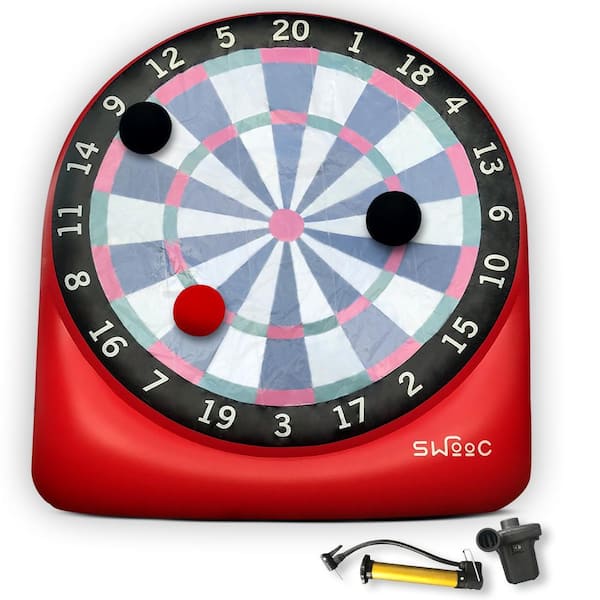 Premium Giant Kick Darts (Over 6 ft. Tall) with 15 Plus Games Included-Giant Inflatable Outdoor Dartboard w/Soccer Balls