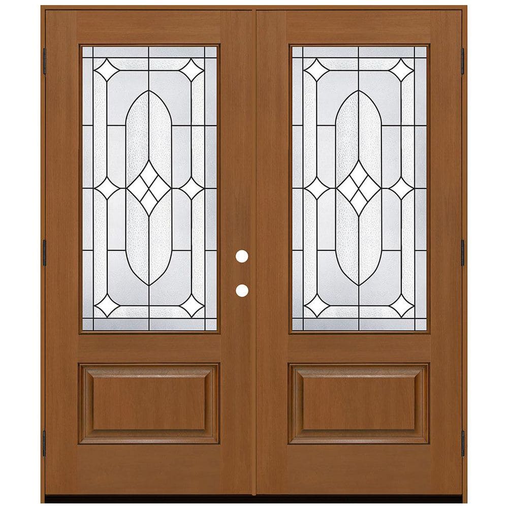 Regency 72 in. x 80 in. 3/4L Axis Glass RHOS AutumnWheat Stain Fiberglass Double Prehung Front Door with 6-9/16 Jamb price history on PriceWatchPro