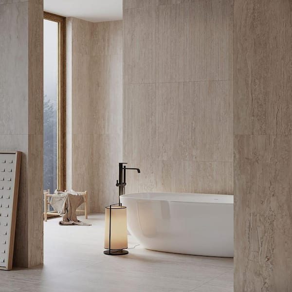 Spanish Marmol Travertine Look Porcelain 12 in. x 24 in. Floor and Wall Tile Case-Natural (5-Pieces,10.76 sq. ft. /Case)