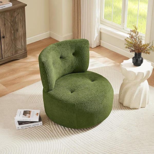 Art Leon Arcozy Green Fabric Modern Swivel Barrel Chair