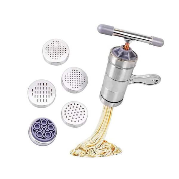 Stainless Steel Finish Ergonomic Handle Multi-Mold Manual Noodle Maker Pasta Press Kitchen Tool 1 Piece
