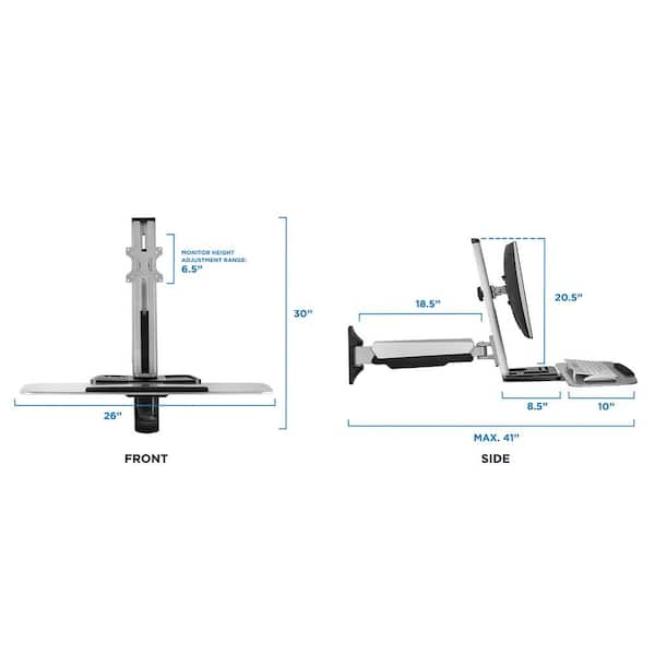 Wall Mounted Sit-Stand Single Monitor Workstation