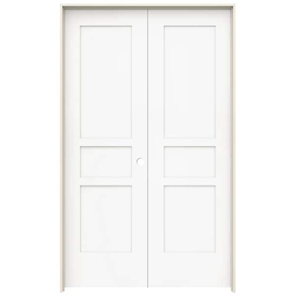 24 in. x 80 in. Tria Modern White Left-Hand Mirrored Glass Molded Composite Double Prehung Interior Door