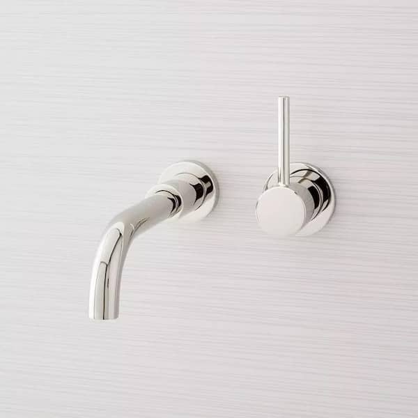 SIGNATURE HARDWARE Lexia Single Handle Wall Mounted Bathroom Faucet in Polished Nickel