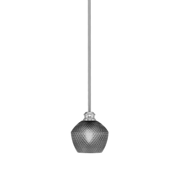 Unbranded Albany 60-Watt 1-Light Brushed Nickel Pendant Mini Pendant Light Smoke Textured Glass and Light Bulb Not Included