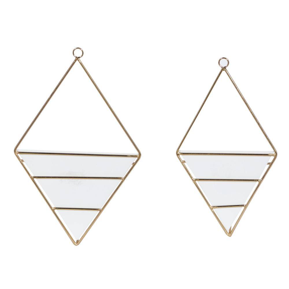 Set of 2 White Metal Geometric Hanging Planters