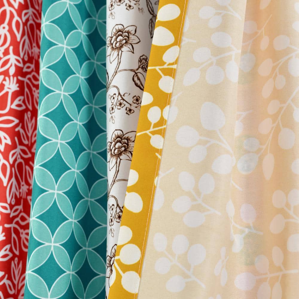 Boho Patch Navy and Orange Polyester Curtain Panels