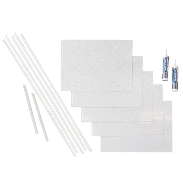 Fasade Monaco 18 in. x 24 in. Matte White Vinyl Decorative Wall Tile Backsplash 15 sq. ft. Kit