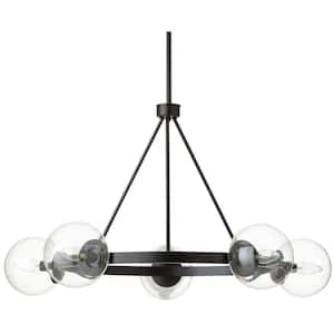 Presley 5-Light Black Chandelier with Clear Glass Shades