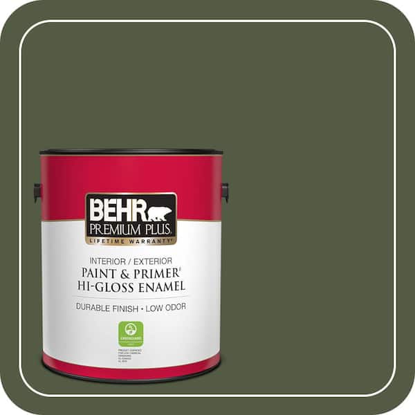 BEHR PREMIUM PLUS 1 gal. #MQ6-54 River Forest Hi-Gloss Enamel Interior/Exterior Paint & Primer