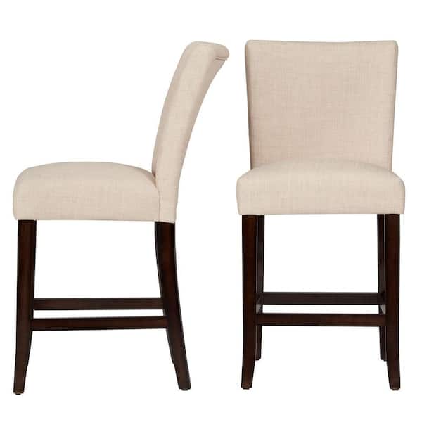 HomeSullivan Whitmire 39 in. Oatmeal Low Back Wood 24 in. Counter Stool with Cushioned (Set of 2)