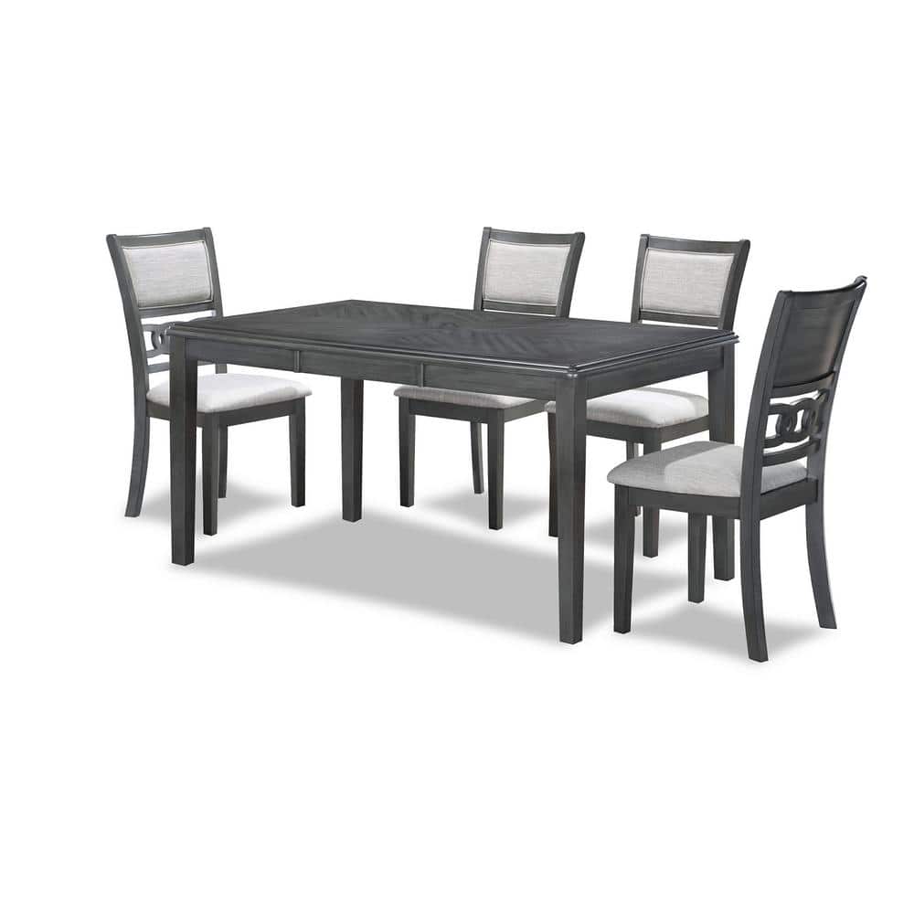 Gia 60" Gray Wood Dining Set with 4 Chairs