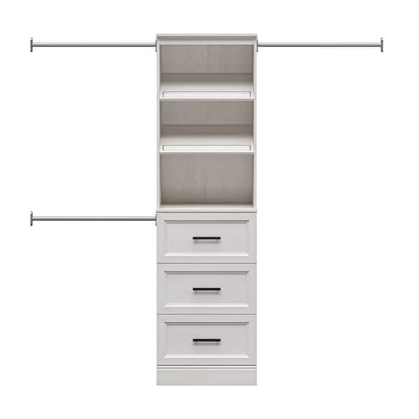 Reynolds 25 in. W x 83.25 in. H Magnolia Oak Laminate Board Traditional Closet System Tower with 3-Drawers