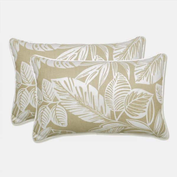 Pillow Perfect Floral Natural Rectangular Outdoor Lumbar Throw Pillow 2-Pack