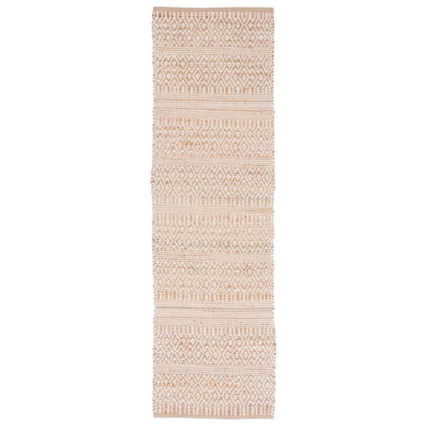 SAFAVIEH Natural Fiber Beige/Ivory 2 ft. x 8 ft. Diamond Woven Runner Rug