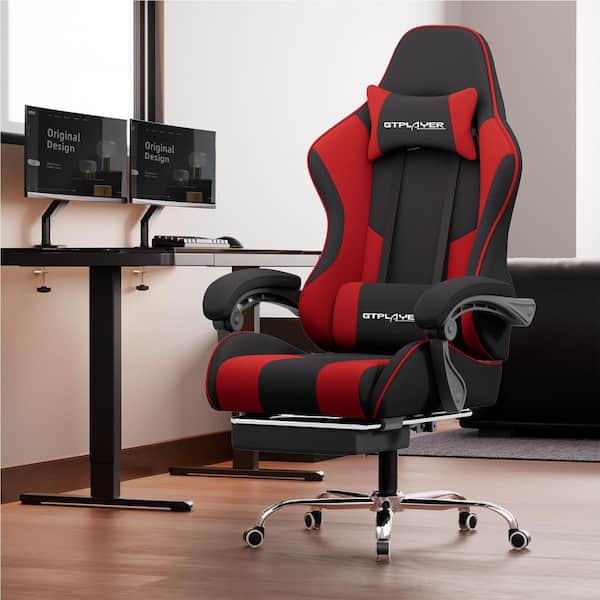 ComHoma Gaming Chair Fabric Computer Chair with Footrest Height 