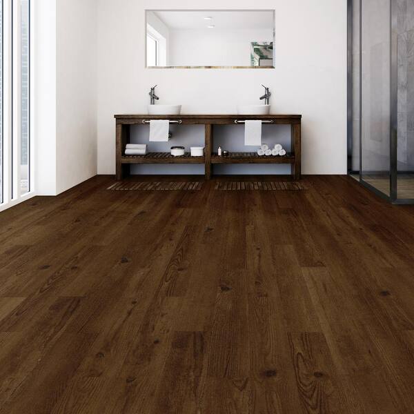 Hickory 4 MIL x 6 in. W x 36 in. L Grip Strip Water Resistant Luxury Vinyl Plank Flooring (24 sqft/case)