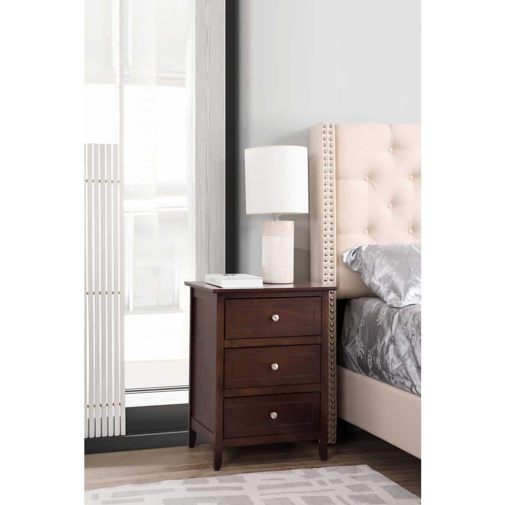 Daniel 3-Drawer Cappuccino Nightstand (25 in. H x 19 in. W x 15 in. D)