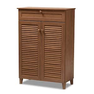 45.25 in. H x 30.75 in. W Brown Wood Shoe Storage Cabinet