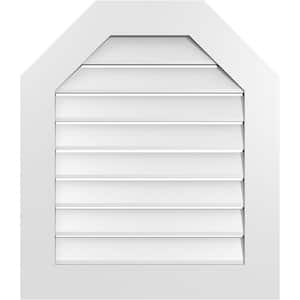 26 in. x 30 in. Octagonal Top Surface Mount PVC Gable Vent: Functional with Standard Frame