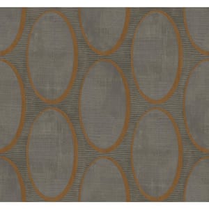 Casa Mia Distressed Oval Charcoal and Brown Paper Non-Pasted Strippable Wallpaper Roll (Cover 60.75 sq. ft.)