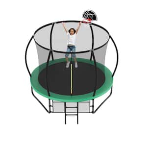 Green 10 ft. Outdoor Trampoline for Kids and Adults with Enclosure Net