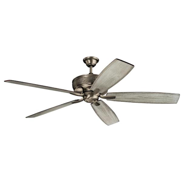 KICHLER Monarch 70 in. Indoor Burnished Antique Pewter Downrod Mount Ceiling Fan with Wall Control Included for Living Rooms