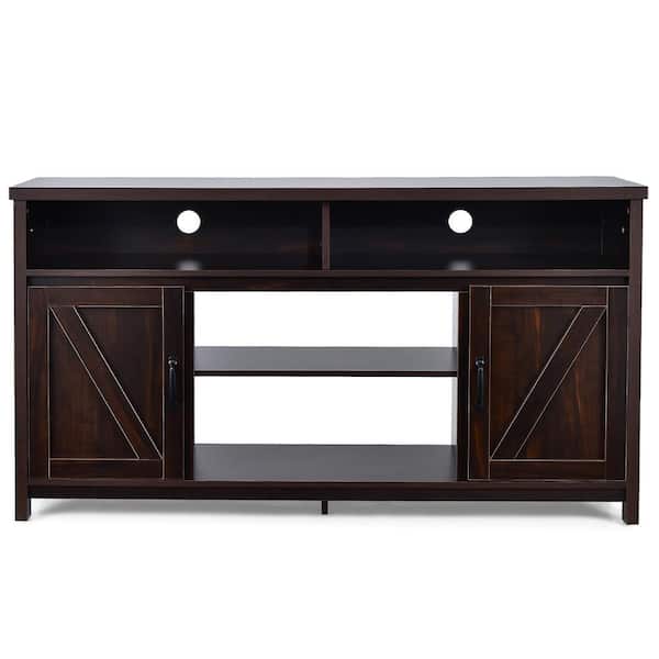 Costway 59 in. Coffee TV Stand Media Center Console Cabinet